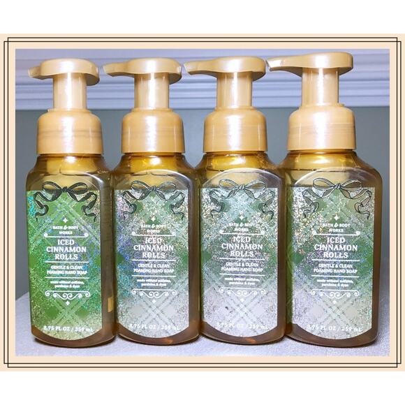 Bath & Body Works ICED CINNAMON ROLLS 8.75oz Gentle Clean Foaming Hand Soap (x4)